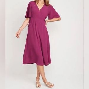 Old Navy Most Popular Waist-defined Flutter-sleeve Midi Wrap